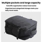 Black travel backpack with wide top opening and side carry straps