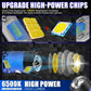 Motorcycle LED headlight bulb with blue sleeve and silver lens top