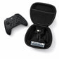 Hard-shell controller case with controller compartment and elastic cable strap inside