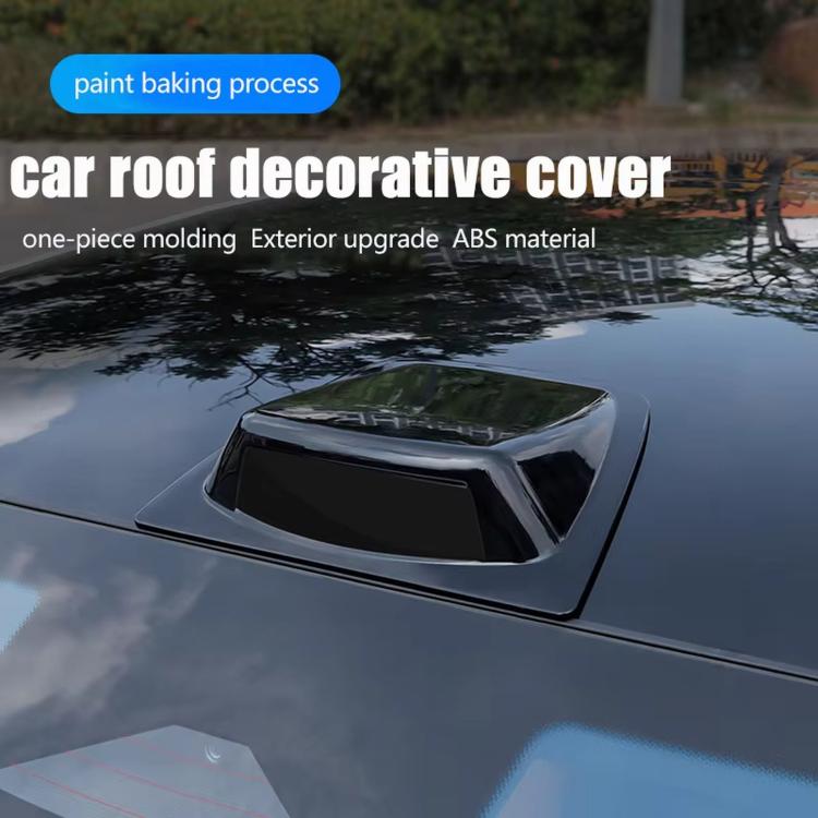 Glossy black car roof decorative cover installed on a vehicle roof