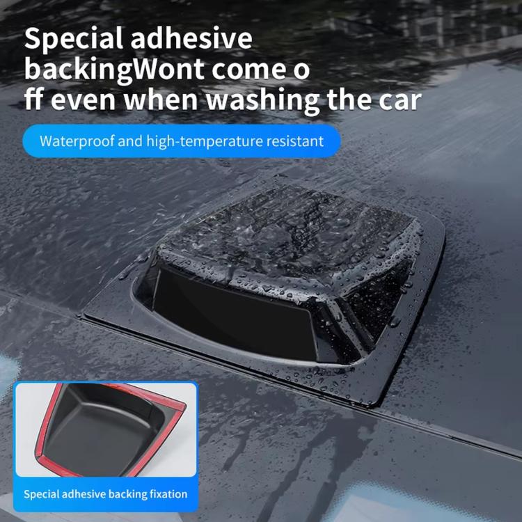 Glossy black car roof decorative cover on wet car roof with visible water droplets