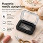 Magnetic needle storage box with clear lid, open black base with needles visible