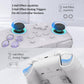 White game controller with blue-lit Hall effect sticks and analog trigger details