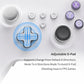 White controller close-up showing D-pad and both analog sticks with blue highlights