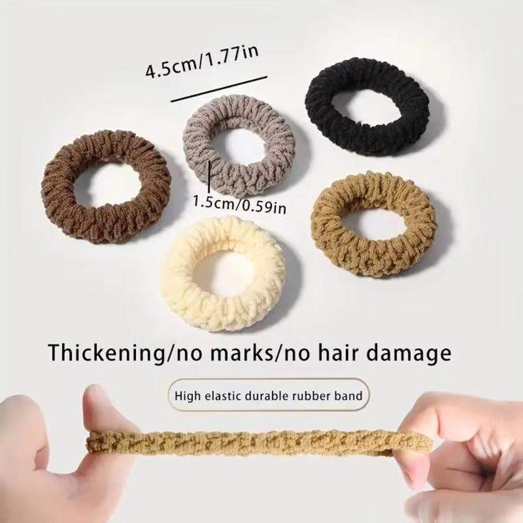 Thick knit hair tie scrunchies assorted colors, circular donut-style elastic loops