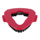 Triangular scrub brush head with black bristles in a red plastic housing