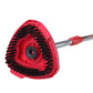 Triangular rotating mop brush head with black bristles and metal handle connector