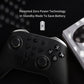Black game controller close-up with left analog stick, D-pad, and X/Y/A/B buttons