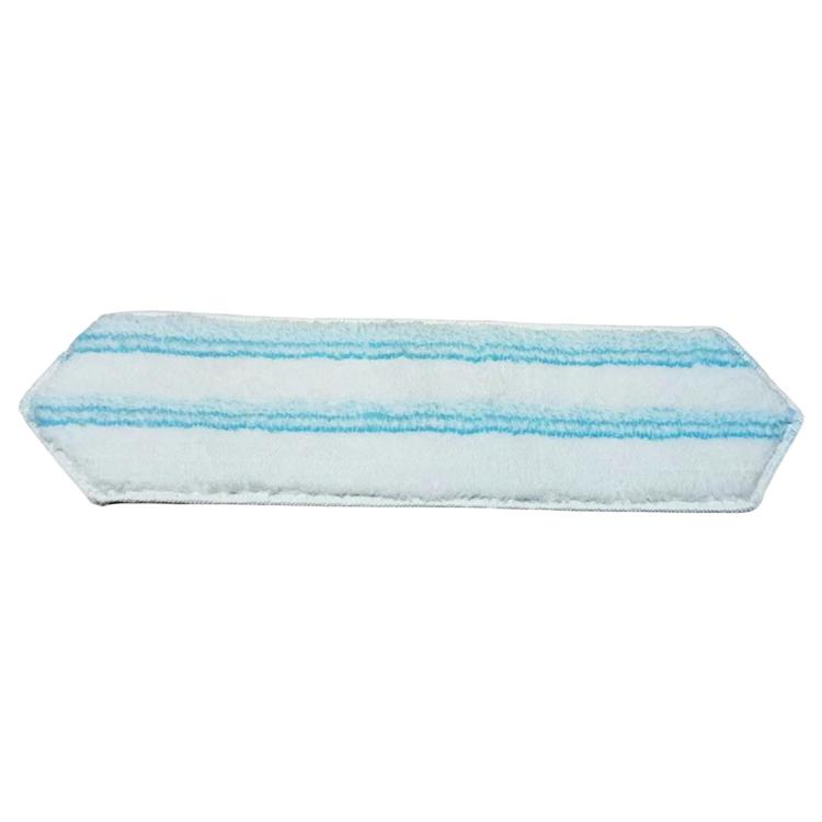 Blue-striped microfiber mop refill pad, rectangular roll with light blue stripe