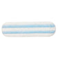 Blue-striped microfiber mop refill pad, long rectangular shape with white sides