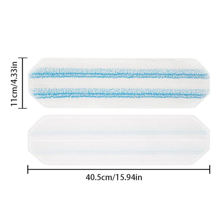 Blue-striped microfiber mop refill pad with single horizontal stripe across center