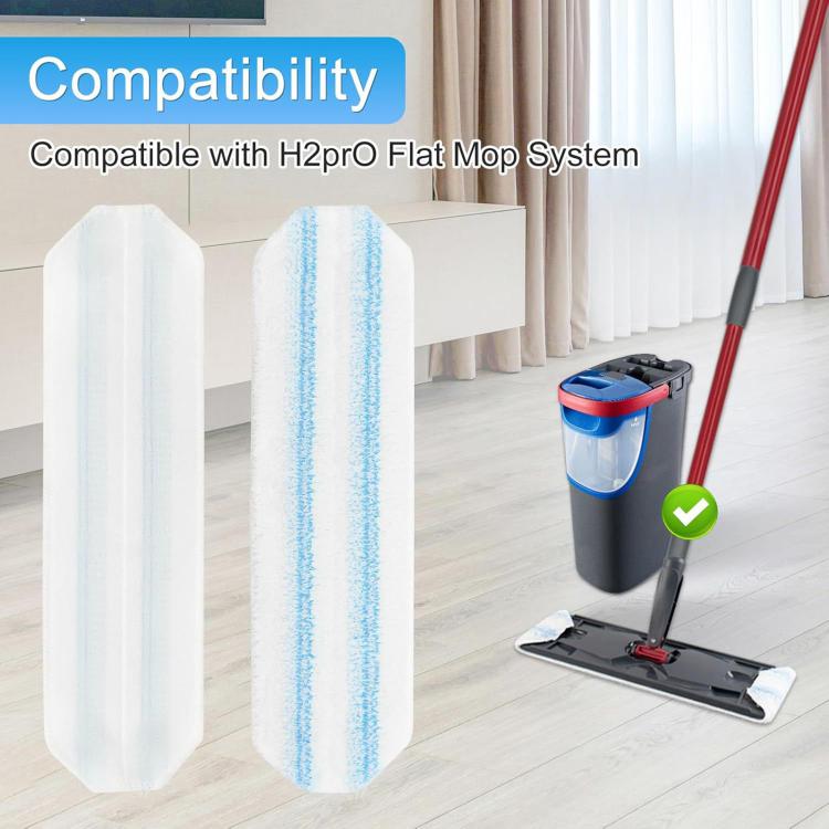 H2prO fiber mop refill pad replacement, white with blue stripes