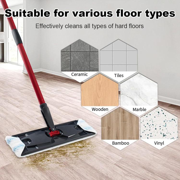 H2prO fiber mop refill pad with blue stripes, attached to flat mop base