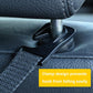 Car seat headrest hook clamp base with strapped webbing loop on seat post
