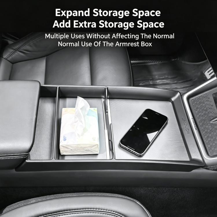 Center console storage box panel frame, black with cup holder and phone storage area