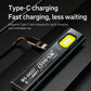 Black rechargeable LED work light with Type-C port and yellow COB LED panel