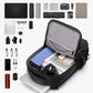WEIXIRE B929 backpack open to show padded inner compartments and device sleeves.