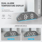 Dark gray LED desk alarm clock with dual alarm and temperature display
