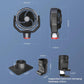 Truck cooling fan dimensions diagram with fan head, base, and clamp size