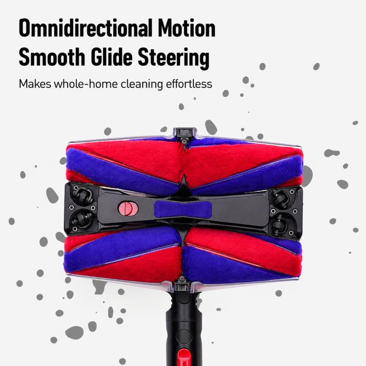 Multi-directional vacuum cleaner head soft roller brush attachment, red and blue rollers