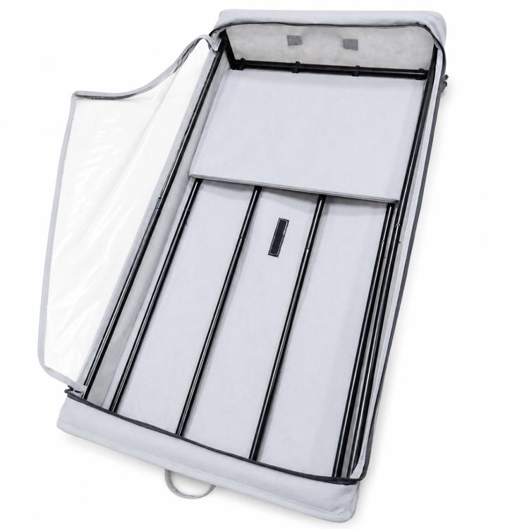 Gray underbed storage lid panel with clear window and zip closure