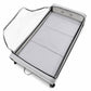 Gray underbed storage lid panel opened with fabric cover and clear window