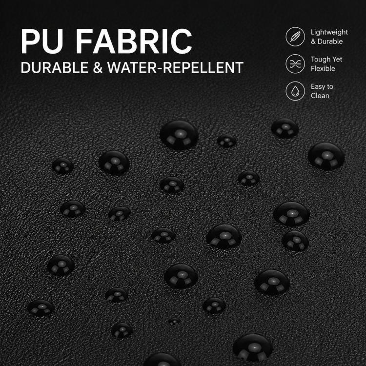 Black PU leather fabric with water-repellent dotted texture