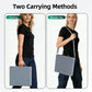 Gray protective mount box with shoulder strap carrying method