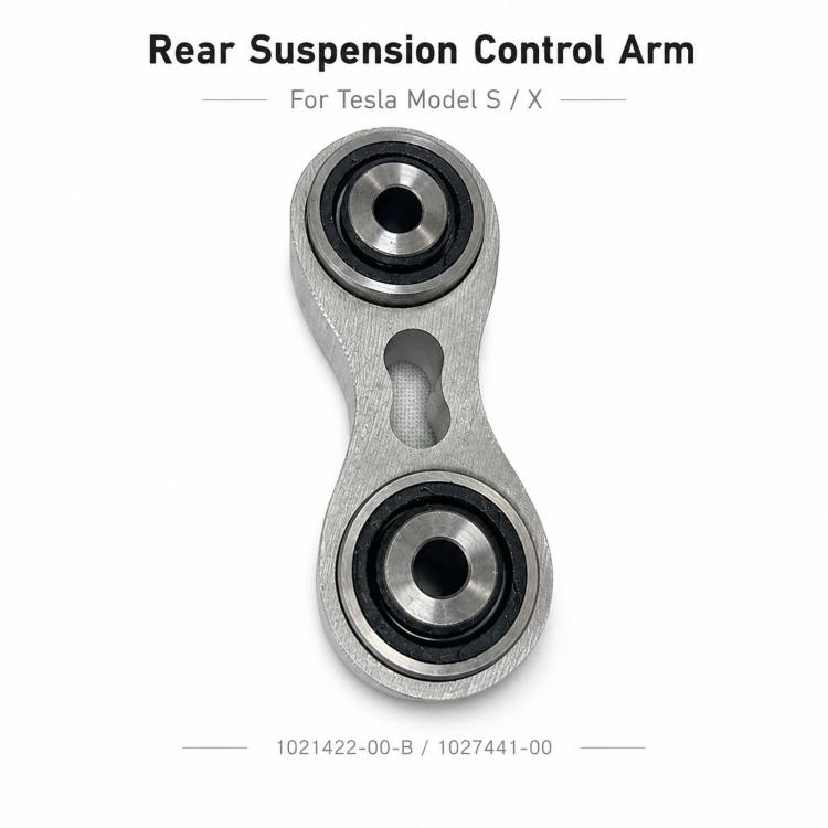 Rear suspension control arm in silver metal with two sealed bearing ends