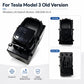 Black window lift switch button with molded housing, front and back view