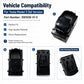Black window lift switch button with molded housing and mounting structure, rear view