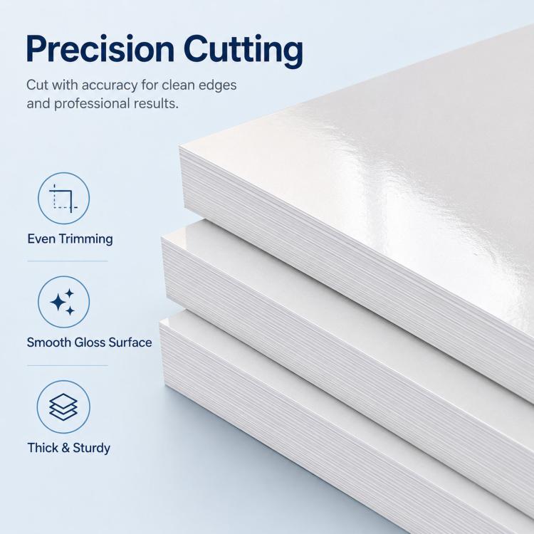 High-gloss inkjet photo paper sheets with thick layered edges and smooth gloss finish