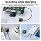 Wireless security camera charging setup with connected power cable