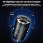 Black mini car fast charger with pull-ring top and dual front port openings.