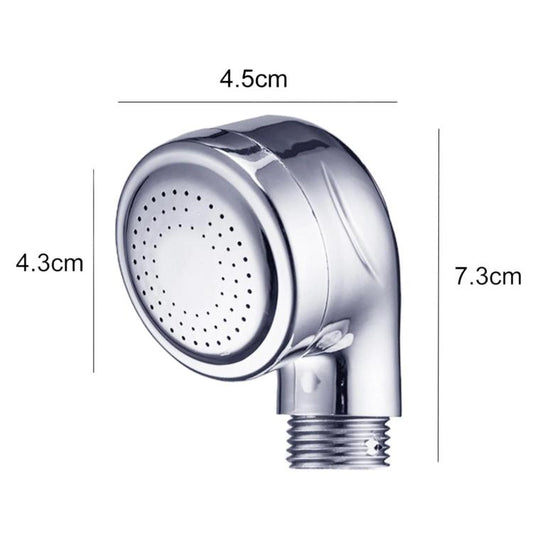 Small chrome mini shower head with perforated face and threaded inlet