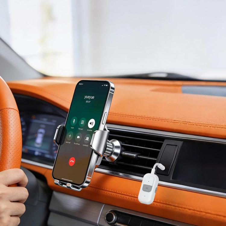 Car Bluetooth AUX wireless audio adapter with phone clip and white audio receiver