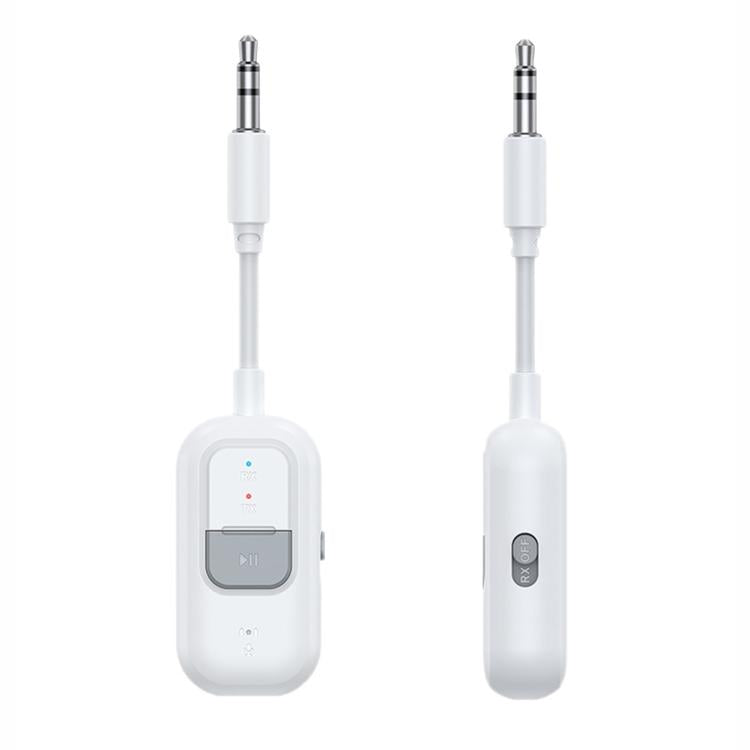 White Bluetooth AUX audio adapter cables with 3.5mm connector ends