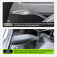 Installed steering column control cover in dark gray with neon green border, close-up