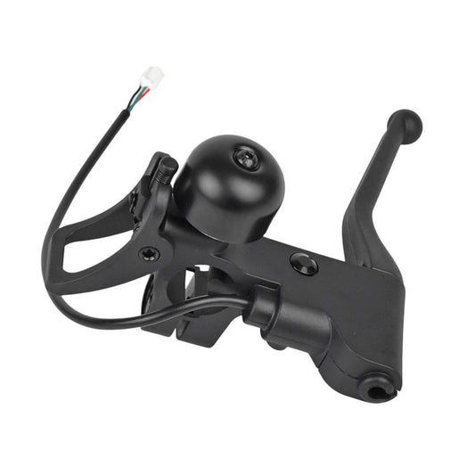 Black brake lever and bell unit with mounted control lever and electrical cable