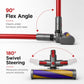 Vacuum floor tool on red wand with pivoted head and roller brush drum
