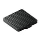 Black rectangular espresso drip tray with raised perforated grid top and side notch