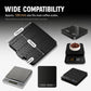 Black perforated espresso scale drip tray shown with size fit examples