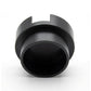 Black sofa cup holder adapter insert with curved outer tabs around the opening