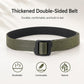 Men's double-sided canvas belt with black plastic buckle, olive green strap