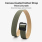 Men's canvas belt with plastic buckle, green webbing with khaki underside