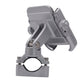 Rotating phone holder for motorcycle handlebars, silver mount with side arm