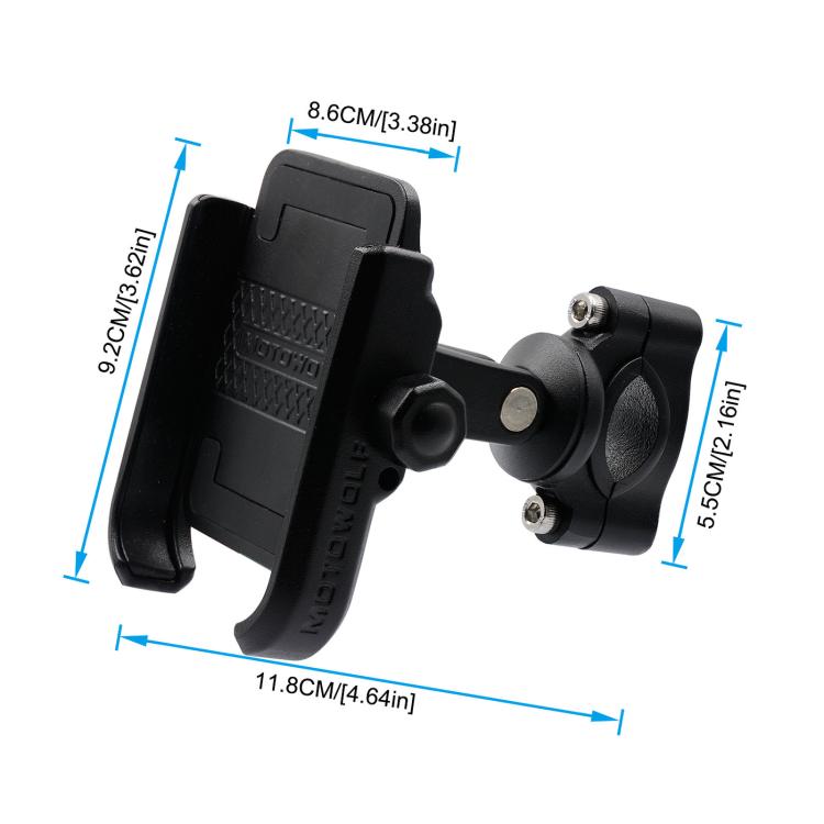 Black rotating phone holder with clamp base and adjustable arm mount