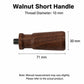 Walnut short portafilter handle with measurement lines and M10 thread