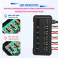 5-channel 12V fuse box relay kit with blue wire connectors and side circuit outlets