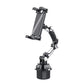 Car phone holder with extendable arm and adjustable clamp for devices